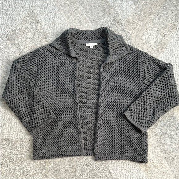 Knit Collared Open Cardigan - Picture 2 of 12